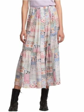 Raquel Allegra Allegra Garden Diary Patchwork Print Midi Skirt
